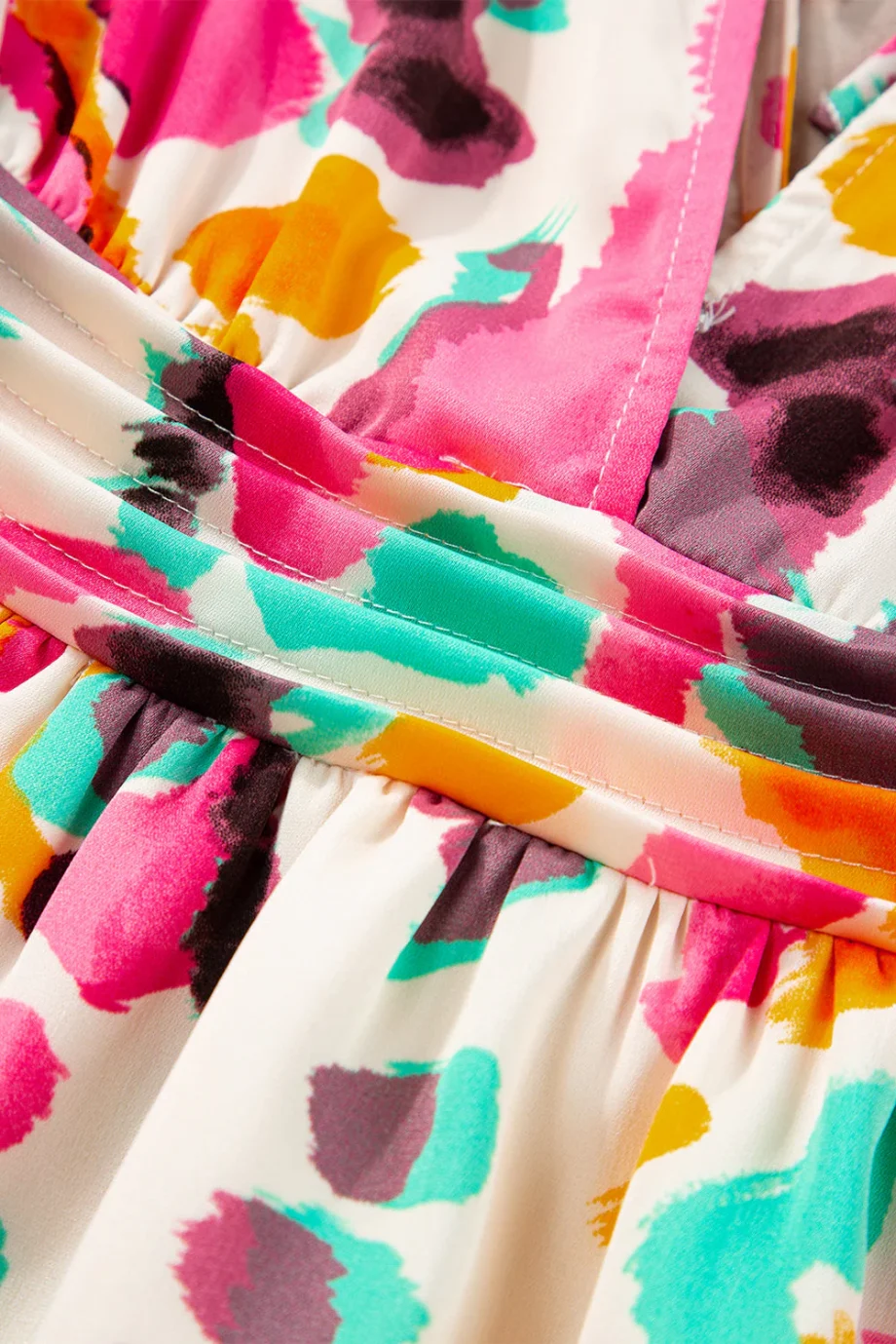 Pink Boho Tie-dye Print V Neck Maxi Dress - Image 17