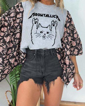Meowtallica Heavy Metal Cat Funny Tee（No Patch）