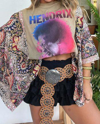 Jimi Hendrix Mix & Match Tee Tan Floral