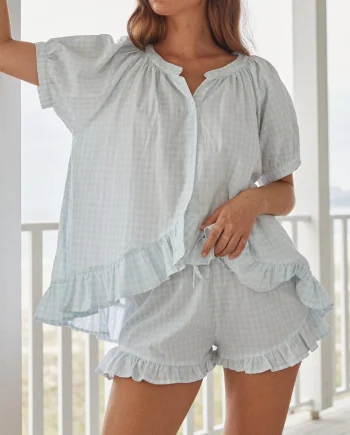 Plaid Sleep Short Sleeve Shorts Set
