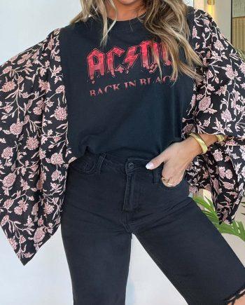 AC/DC Mix & Match Tee Black Floral