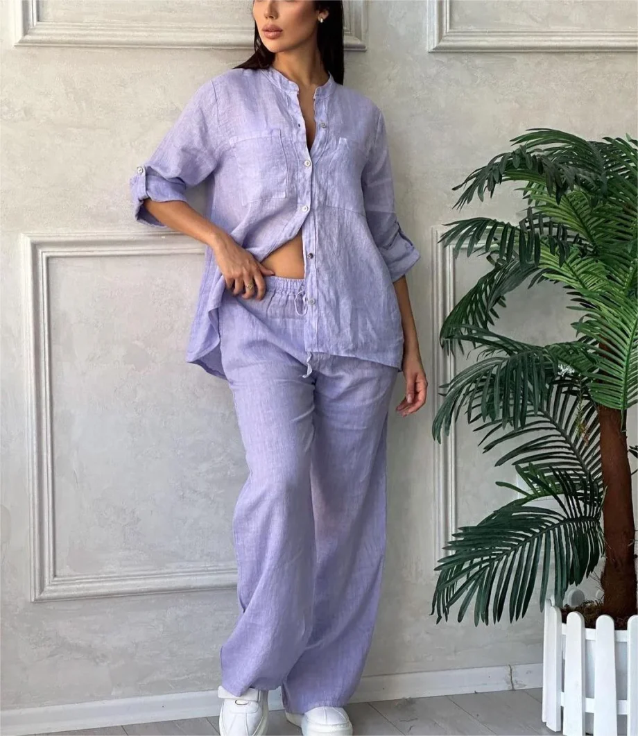 Women's Cotton & Linen Shirt Co-ord Set - Image 12