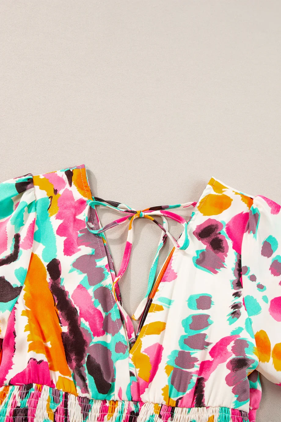 Pink Boho Tie-dye Print V Neck Maxi Dress - Image 19