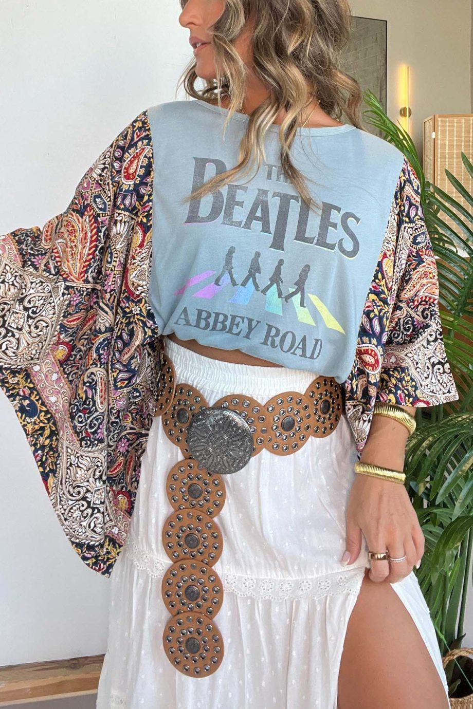 The Beatles Mix & Match Tee Blue Floral - Image 5