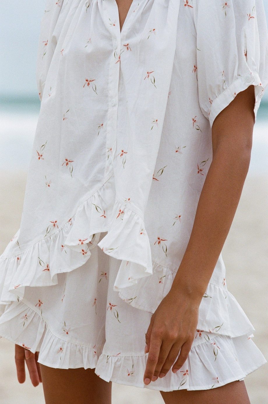 Loose-fitting ruffled short-sleeved shorts suit - Image 5